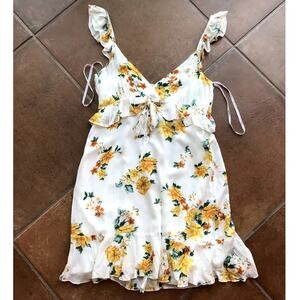 MinkPink Yellow Flowers Ruffled Mini Sundress size M